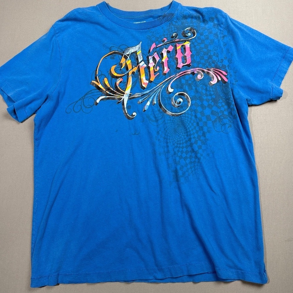 Aeropostle XL Graphic‎ Tee  Vibrant Blue with Y2K Design